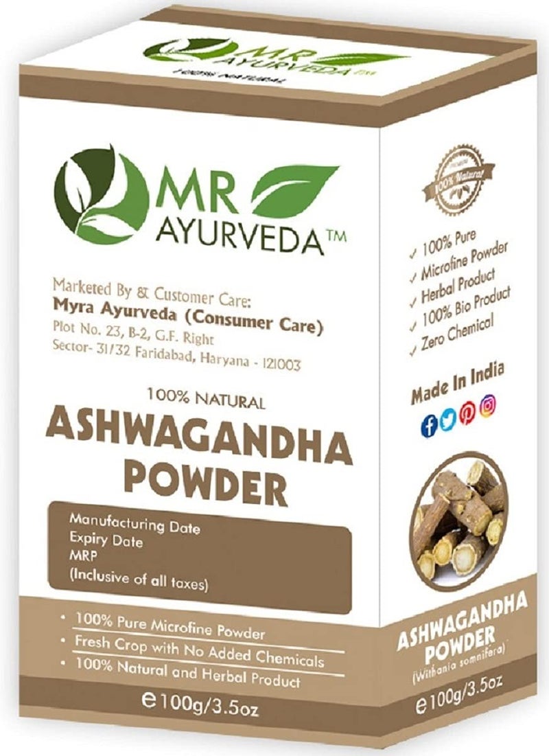 MR Ayurveda مسحوق أشواغاندا العضوي 100% من MR Ayurveda - مسحوق أشواغاندا للشعر - مسحوق أشواغاندا للوجه - مسحوق أشواغاندا للبشرة - بدون مواد كيميائية مضافة - مجموعة من 4 - 400 جرام - Image 4