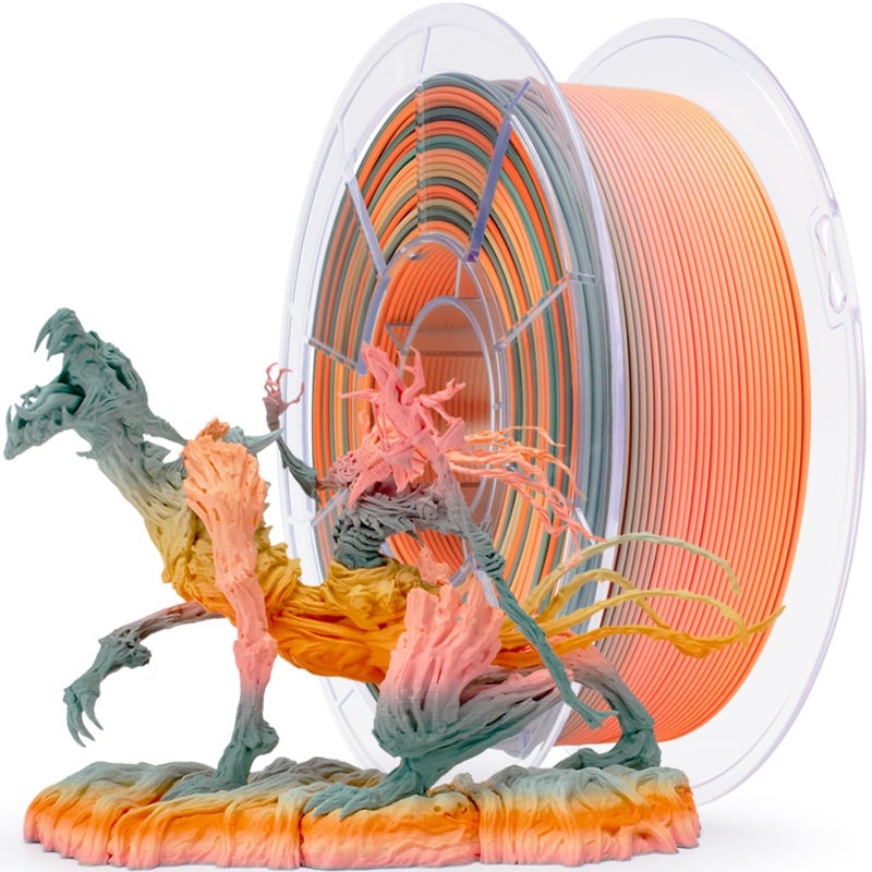 ZIRO PLA Filament 1.75mm, Matte Rainbow 3D Printer Filament, Fast Color Gradient Change PLA, Color Change by Length, Fit Most FDM Printers, Dimensional Accuracy +/-0.03mm, 1KG Spool, Harvest Bliss - Image 1