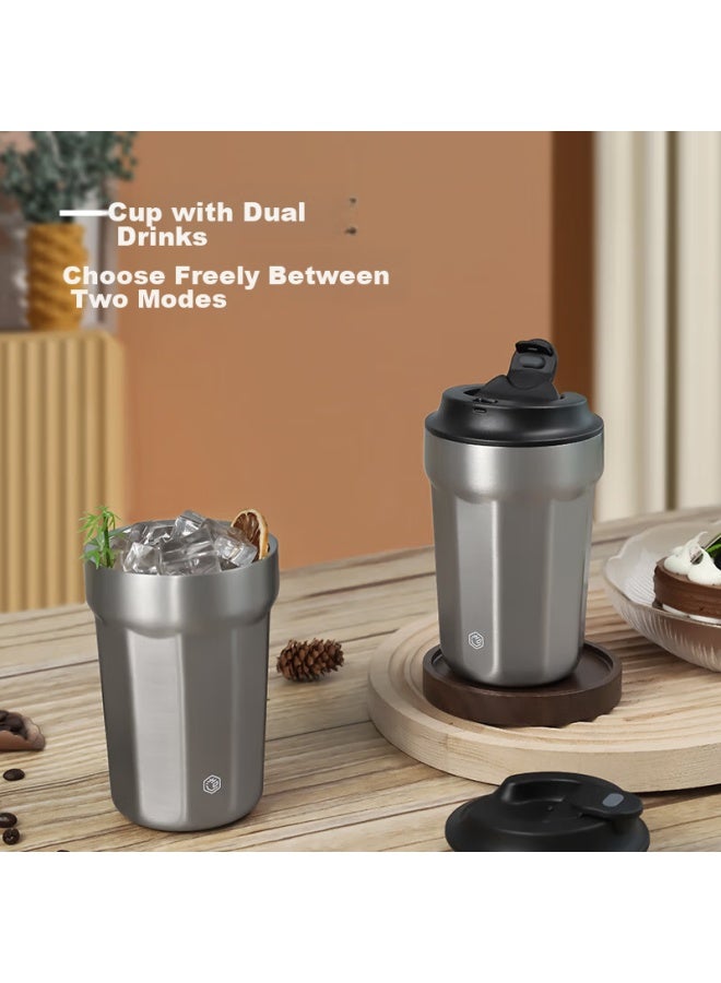 JD.com Jd Jingzao Insulated Mug, Coffee Cup For Men And Women, Portable Travel Water Bottle, Practical Cup, Silver Gray, 360ml - Image 2
