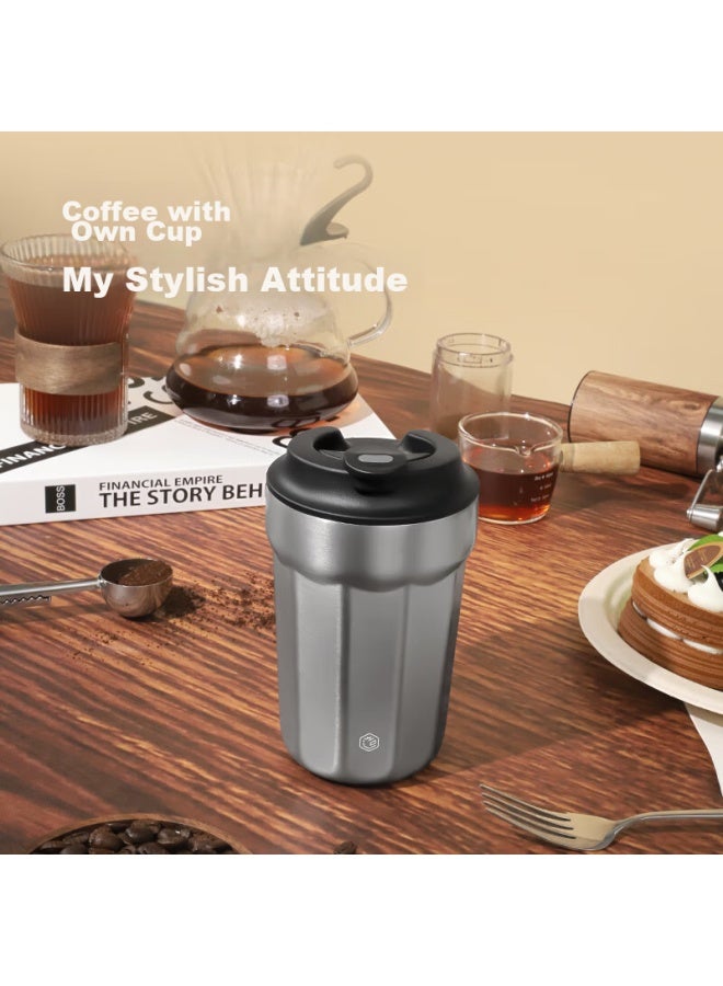 JD.com Jd Jingzao Insulated Mug, Coffee Cup For Men And Women, Portable Travel Water Bottle, Practical Cup, Silver Gray, 360ml - Image 5