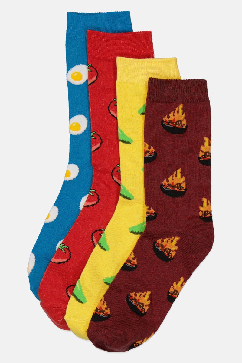 The Orrsum Sock Co Men 4 Pairs Pack Graphic Print Crew Socks, Multicolor - Image 1
