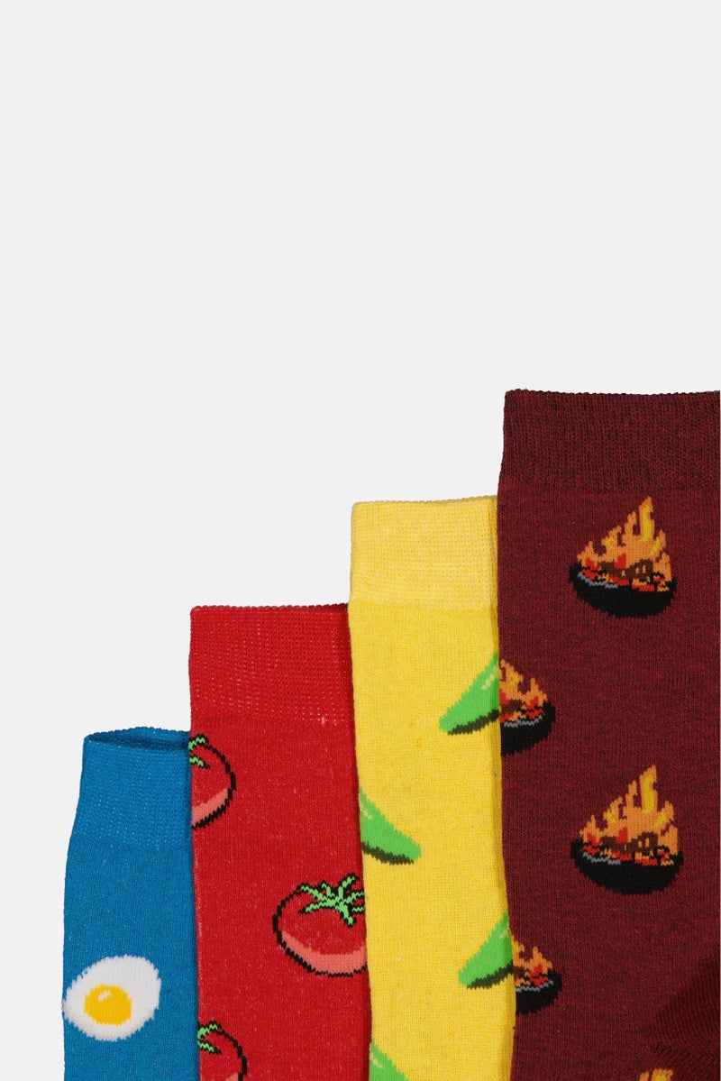 The Orrsum Sock Co Men 4 Pairs Pack Graphic Print Crew Socks, Multicolor - Image 2