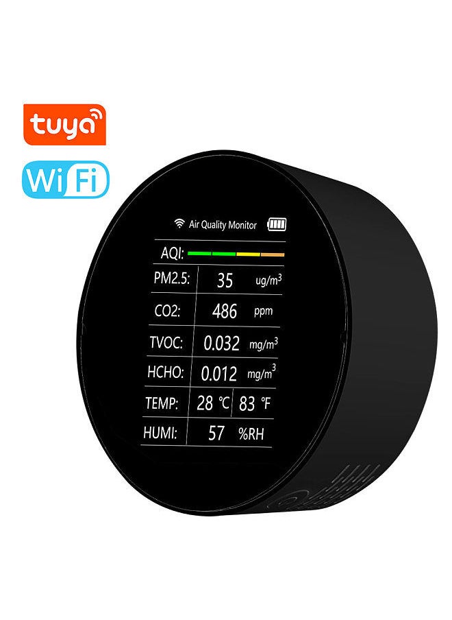 Generic - Tuya WiFi Multifunctional Air Quality Detector 7 In 1 PM2.5 TVOC CO2 HCHO Temperature Humidity AQI Detector Home Desk Office Car Indoor Air Quality Monitor - Image 1