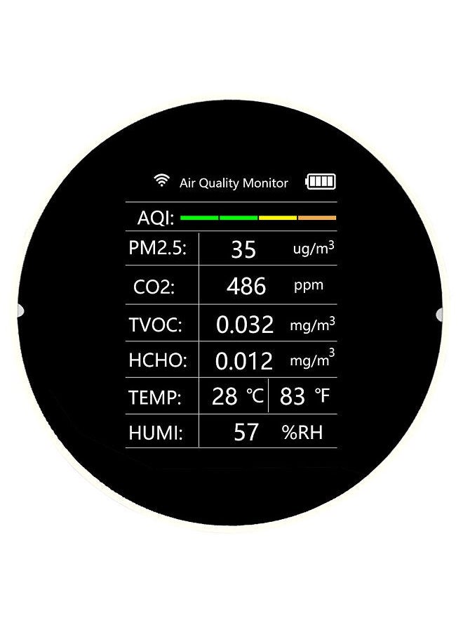 Generic - Tuya WiFi Multifunctional Air Quality Detector 7 In 1 PM2.5 TVOC CO2 HCHO Temperature Humidity AQI Detector Home Desk Office Car Indoor Air Quality Monitor - Image 1
