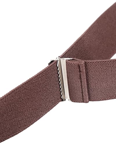 Kajeer Mens Adjustable Button End Suspenders - Y-Back Elastic Tuxedo Suspenders with Heavy Duty Leather Buttons End (Coffee) - Image 4