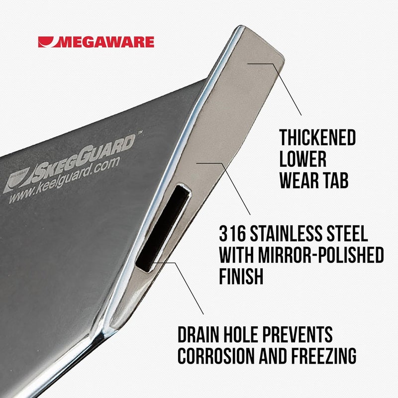 MEGAWARE KEELGUARD Store 27081 SKEGGUARD Fits OMC Suzuki Evinrude Outboard Motors (See Listing for Fitment Details) 316 Marine-Grade Stainless Steel Guard Protector with Drain, Prevents Skeg Damage, DIY - Image 5