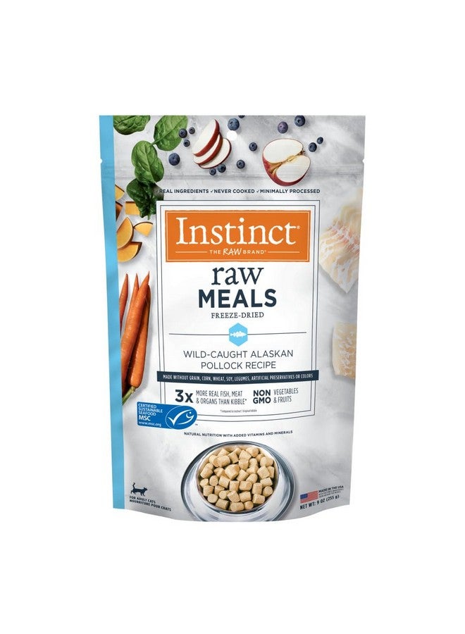 غريزة وجبات إنستينكت النيئة المجففة بالتجميد، طعام قطط طبيعي جاف، خالي من الحبوب - سمك بولوك بري، كيس 9 أونصات - Image 1