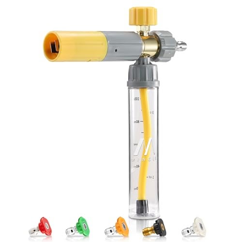 M MINGLE Mini Foam Cannon, Pressure Washer Foam Cannon with 5 Nozzle Tips, 1/4" Quick Connect for Car Wash, Patio, Deck Cleaning - Image 1