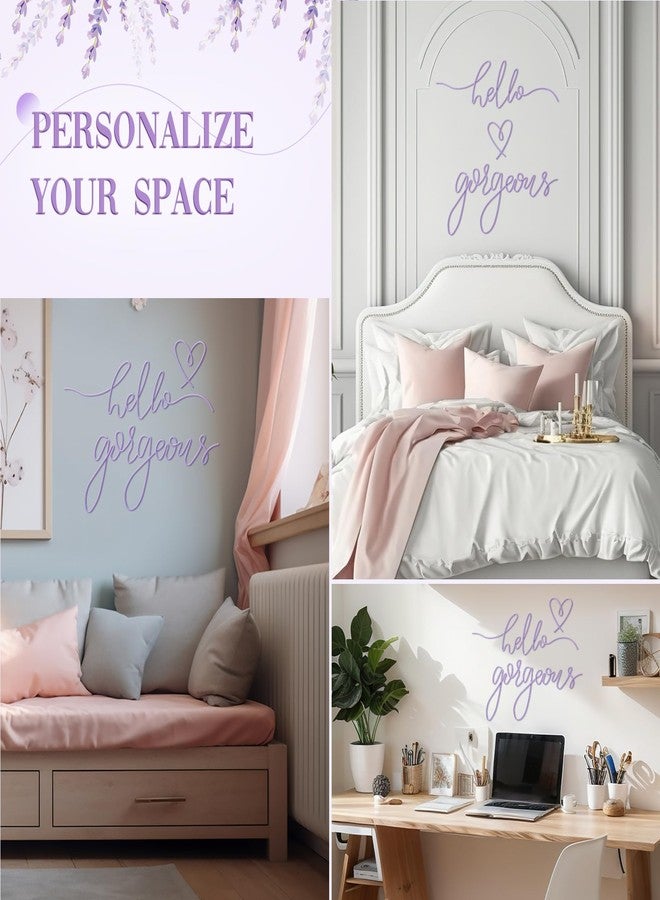 Hicarer Hello Gorgeous Metal Wall Art Decor Minimalist Decoration Metal Hello Gorgeous Decorative Sign for Living Room Office Bedroom Hotel Home Wall Decoration (Purple) - Image 3