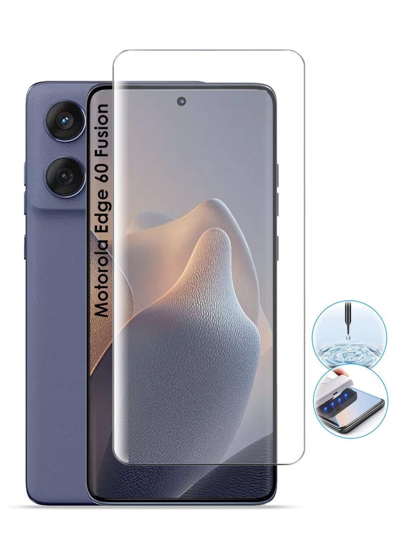REWO Motorola Edge 60 Fusion 5G Screen Protector - UV Advanced Full Screen Tempered Glass For Motorola Edge 60 Fusion, Full Adhesive UV Curved Case Friendly HD Clarity With Installation Kit, High Transparency, Delicate Touch, Anti-Explosion, Smooth Arc Edges - Image 1