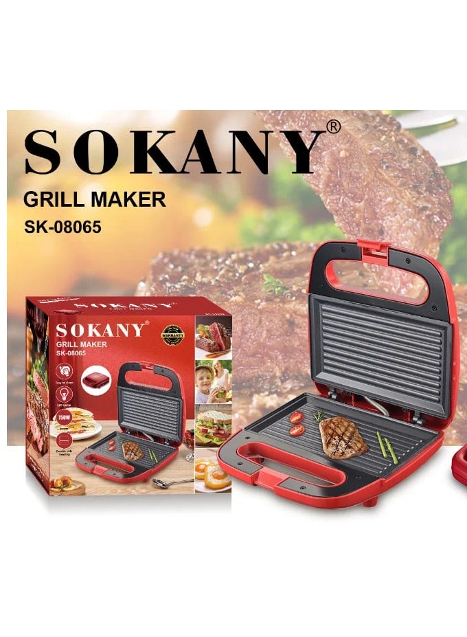 سوكاني سندوتش جريل سوكانى 750 وات موديل جديد لون الاحمر SK-08065  - Image 1