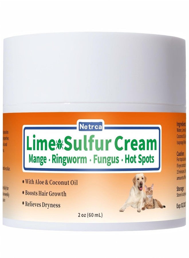 Netrca Lime Sulfur Cream, Mange Treatment Dogs, Ringworm Treatment for Cats & Dogs, Soothes Itchy, Dry, Inflamed Skin, Promotes Hair Regrowth, Low Odor, No Rinse Needed, 2oz - Image 1