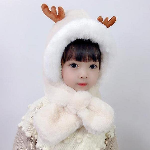 CHACKO Boy's & Girl's Winter Warm Faux Fur Animal Balaclava Hat Full Cover Earflap Hood Cap_3-8 Years(Pack of 01,White) - Image 2