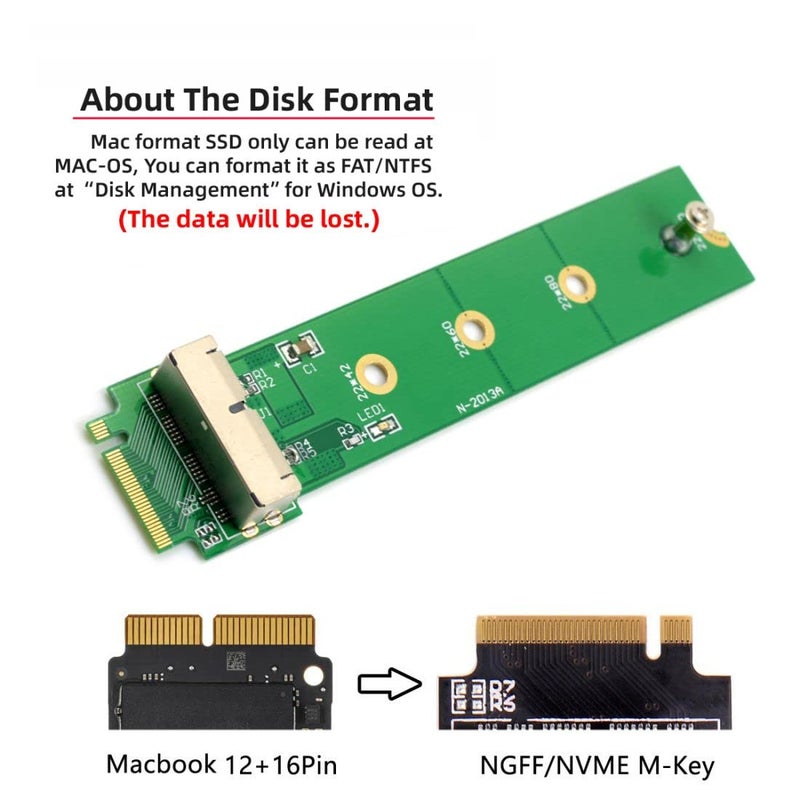 Chenyang محول بطاقة SSD من 12+16 دبوس MAC إلى اللوحة الأم M.2 NVME NGFF M-Key لجهاز A1493 A1502 A1465 A1466 MAC Pro Air SSD لعام 2013 2014 2015 - Image 3