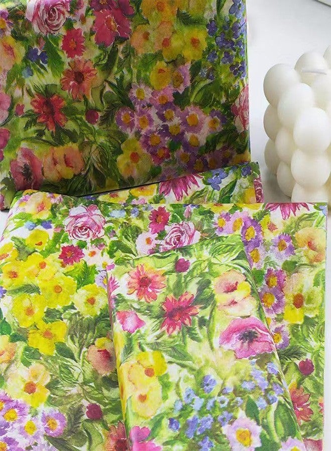 MORANTI Oil Painting Style Colorful Flowers and Plants Patter Bulk Tissue Paper Gift Wrapping 25 Sheets 19.7" x 27.5" for Birthday Wedding Graduate Gift Bags DIY Art Craft Wrapping Gift Tissue Paper - Image 2