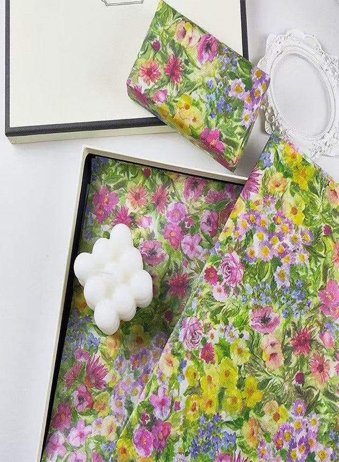 MORANTI Oil Painting Style Colorful Flowers and Plants Patter Bulk Tissue Paper Gift Wrapping 25 Sheets 19.7" x 27.5" for Birthday Wedding Graduate Gift Bags DIY Art Craft Wrapping Gift Tissue Paper - Image 3