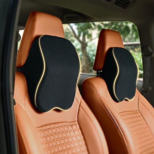 betterhood PosturePro Premium Car Neck Rest Pillow | Car Seat Headrest Pillow | Neck Support Cushion for Comfortable Rides | Memory Foam, Cotton Cover | Orthopedic, Ergonomic (Black, Pack of 2) - Image 1