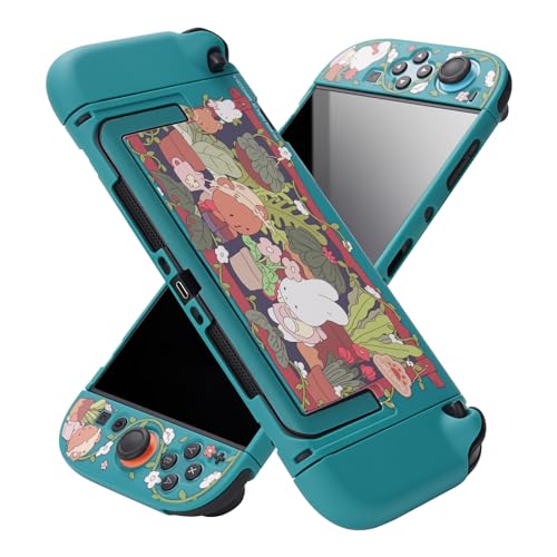GEEKSHARE غلاف حماية GeekShare متوافق مع Switch 2 - كاوايي كرتوني قابل للتوصيل لحماية Switch 2 بتصميم مقاوم للخدوش والصدمات - غلاف جلد باني جاردن - Image 3