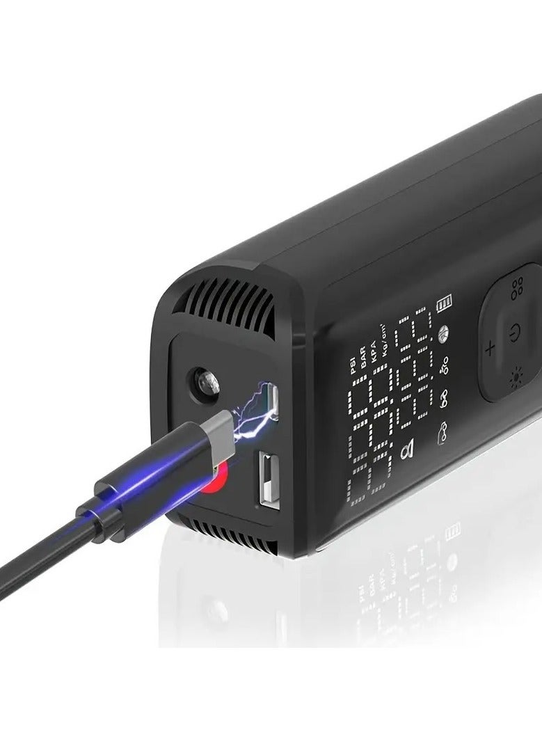 Generic Smart Digital Vehicles Tire Pump With LED Light, Support Power Bank FunctionPrecise Inflation Control: Digital Display Offers Dual Readings For Pre-set Pressure And Real-time Pressure  - Image 4
