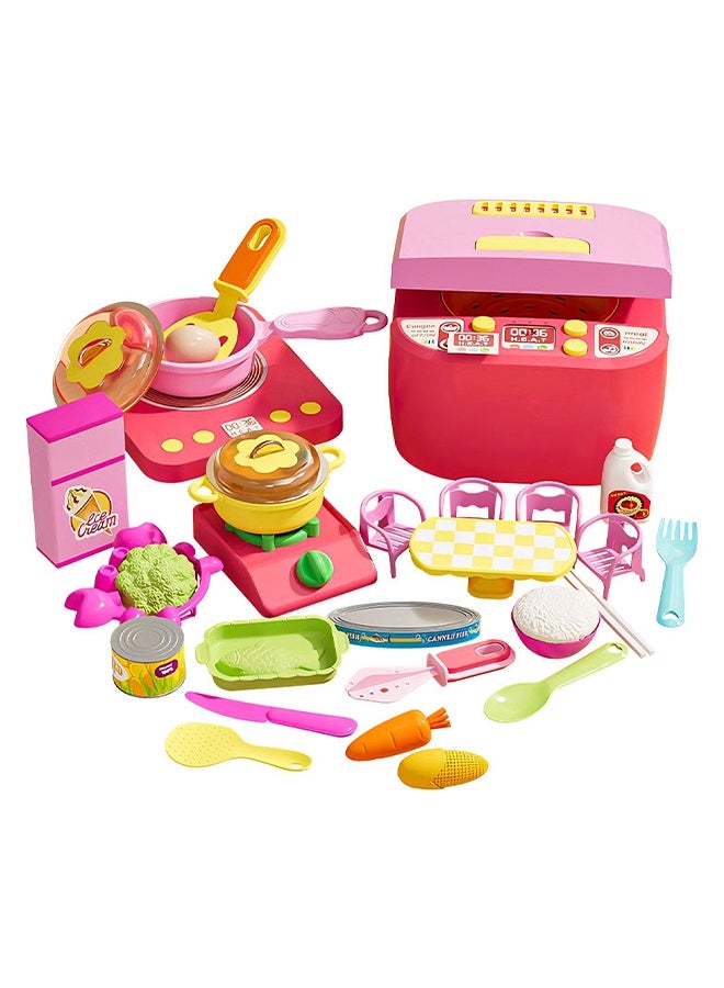 Kitchen Pretend Play Toy BBQ Grill Playset Toy 35Pcs Pretend Play Food Set Barbecue Kitchen Cooking Playset Interactive Grill Play Food BBQ Accessories Set Educational Kitchen Play House Toys Learning Toys for 3+ Toddler Kids Girls Boys - Image 1