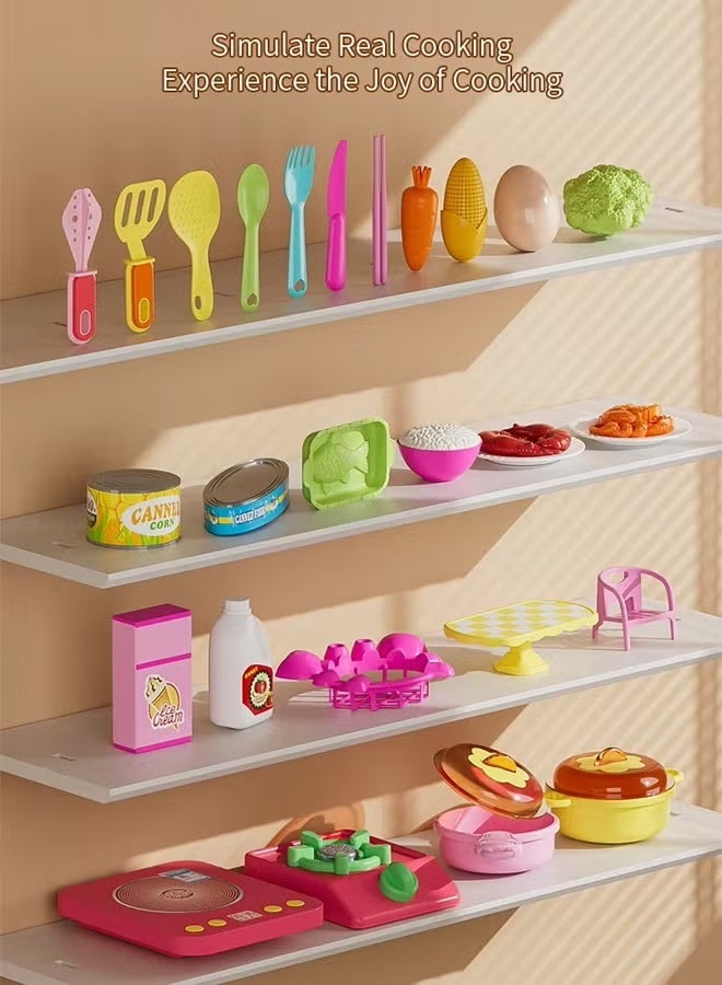 Kitchen Pretend Play Toy BBQ Grill Playset Toy 35Pcs Pretend Play Food Set Barbecue Kitchen Cooking Playset Interactive Grill Play Food BBQ Accessories Set Educational Kitchen Play House Toys Learning Toys for 3+ Toddler Kids Girls Boys - Image 4