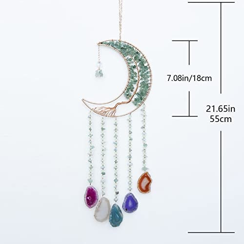 Dreamsum Green Agate Dream Catchers with Crystal Tree of Life Gemstone Dream Catchers Natural Gem Agate Wall Hangings Room Dreamcatchers Decor (Green) - Image 3