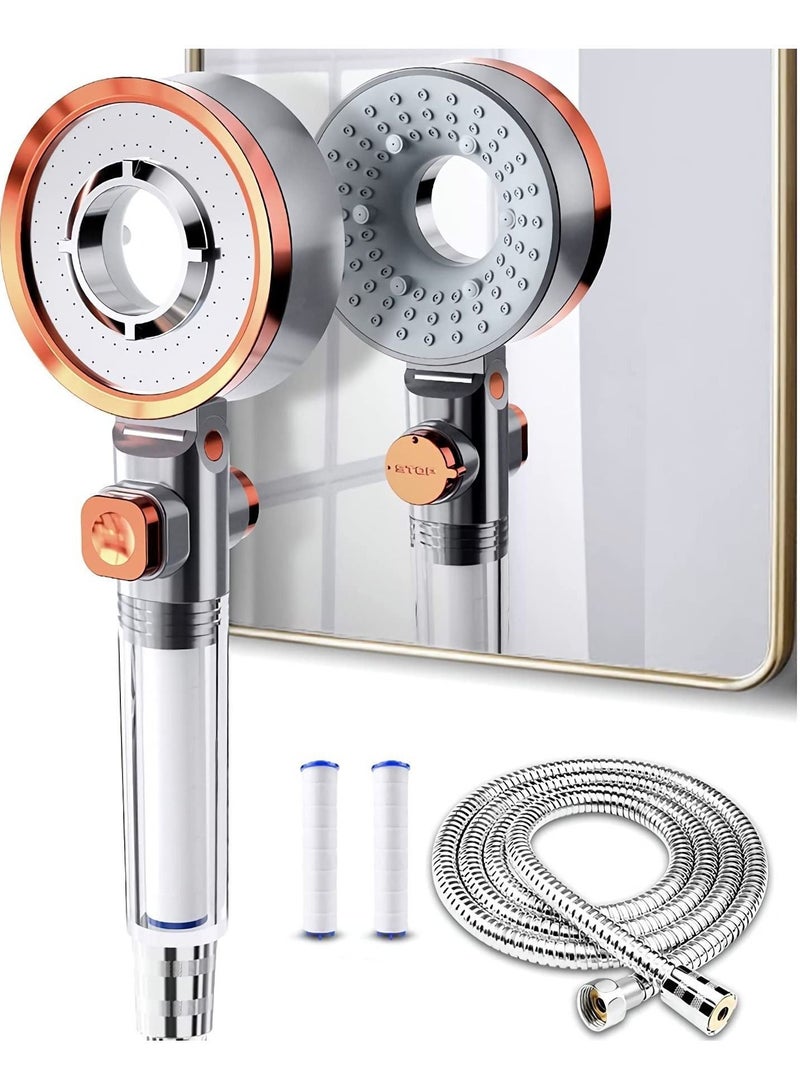 Y&D Filtered Handheld Shower Head, High-Pressure Showerhead with [Rainfall] [Mist] [Massage] Spray Modes wand Comes With [Stainless Steel Hose][Shower Filter Replacement] - Image 1