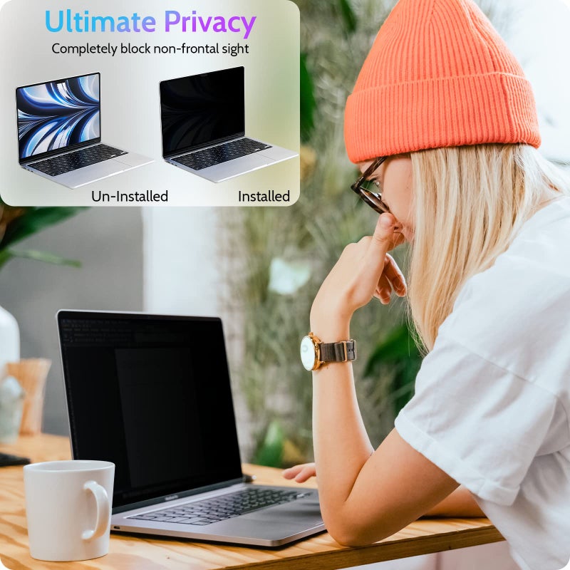 Peslv Magnetic Privacy Screen for Macbook Air 13.6/13 Inch (2022-2025, M2, M3, M4), Removable Matte Anti Glare Blue Light Protector Private Security Filter for 13.6inch Mac Laptop Computer - Image 2