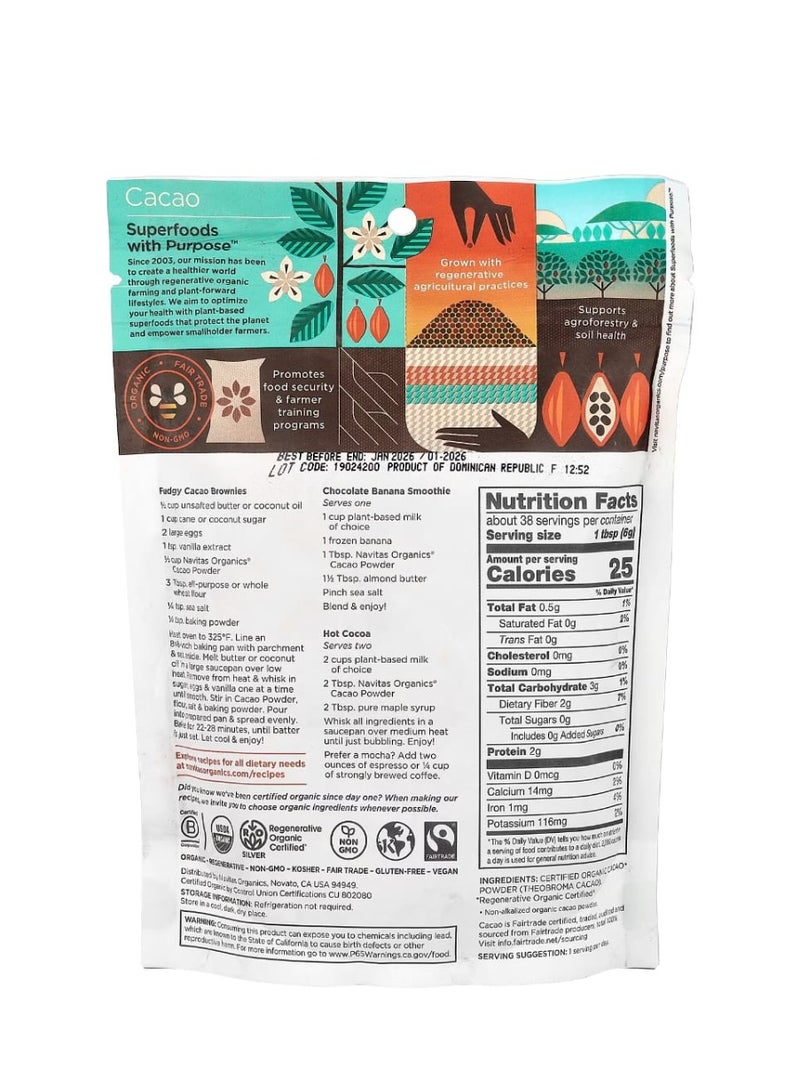 Navitas Organics Organic Cacao Powder Unsweetened 8 oz (227 g) - Image 2