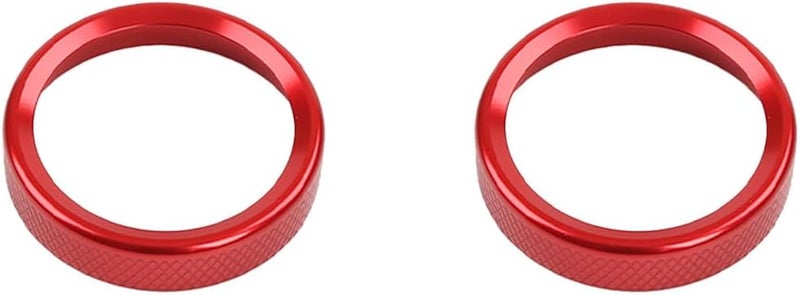 FOEVE Aluminum Alloy Air Conditioning Heater Control Knob Trim Ring (2-Piece Set) — Compatible with 2020-2025 Kia Soul Interior Trim Strips-red - Image 2
