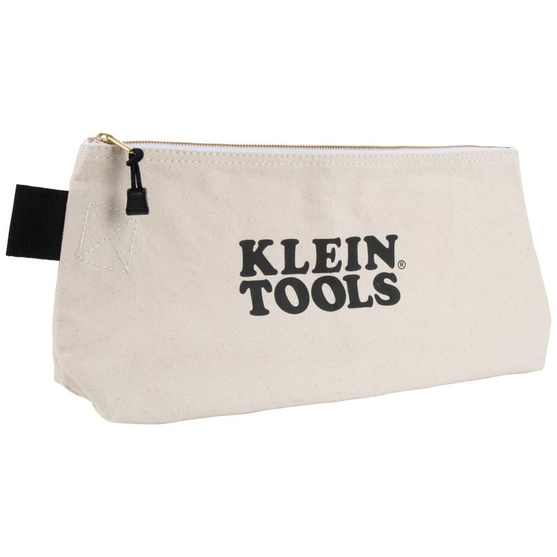 Klein Tools Klein Tools 5139 Zipper Bag, Canvas Tool Pouch to 12.5 x 7 x 0.7 -Inch with Heavy Duty Brass Zipper Close, Natural  - Image 1
