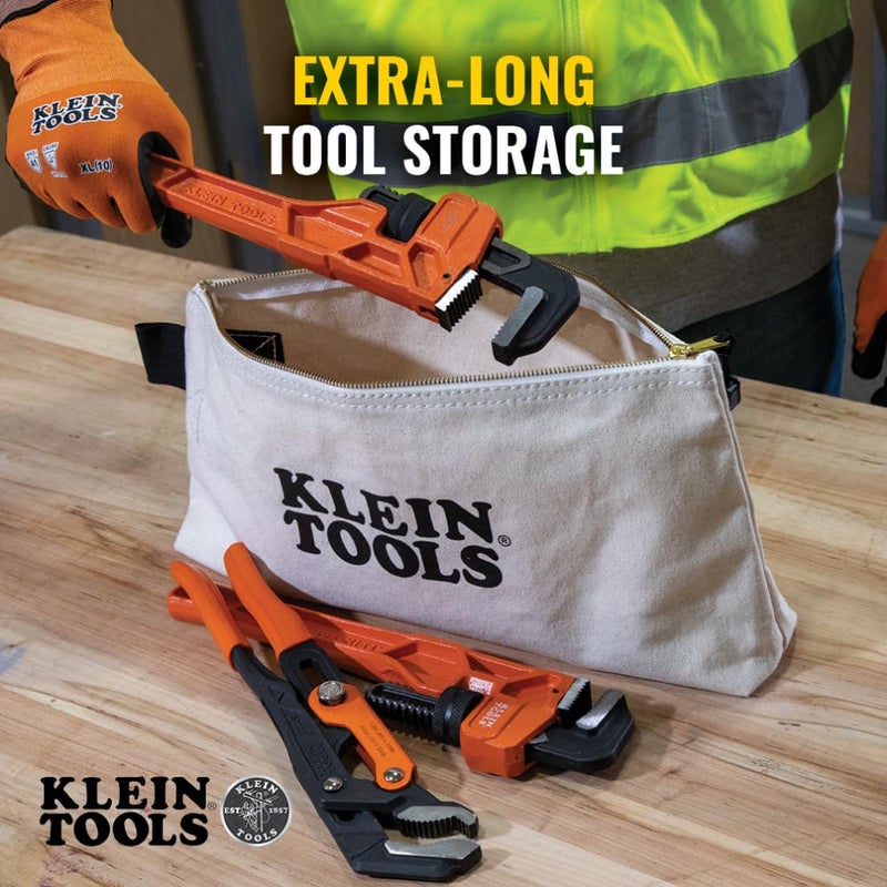 Klein Tools Klein Tools 5139 Zipper Bag, Canvas Tool Pouch to 12.5 x 7 x 0.7 -Inch with Heavy Duty Brass Zipper Close, Natural  - Image 4