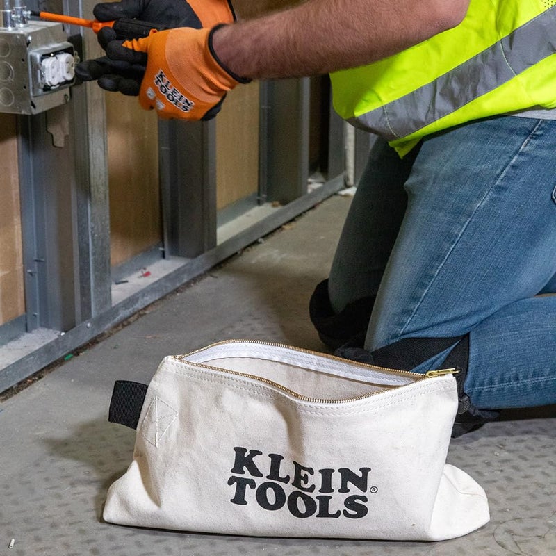 Klein Tools Klein Tools 5139 Zipper Bag, Canvas Tool Pouch to 12.5 x 7 x 0.7 -Inch with Heavy Duty Brass Zipper Close, Natural  - Image 5