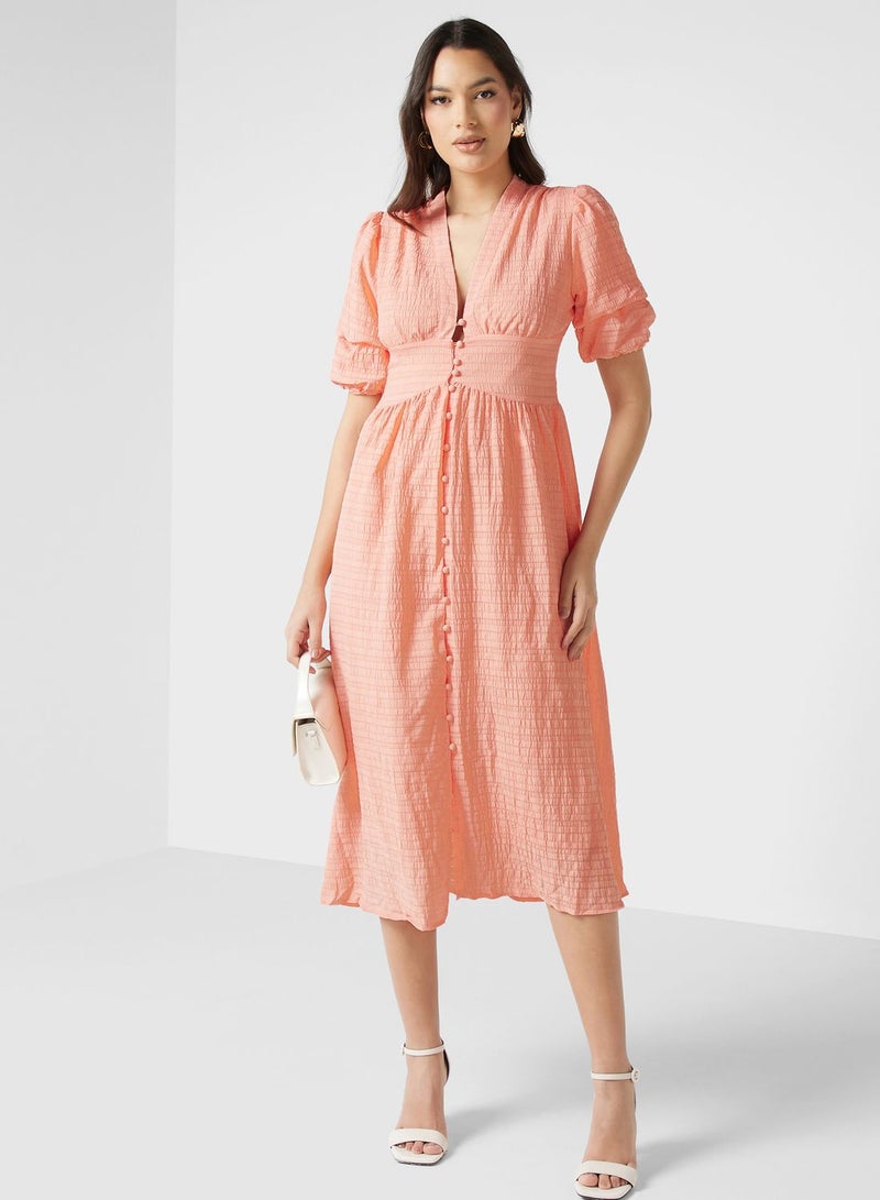 ELLA Textured Button Front Dress - Image 4