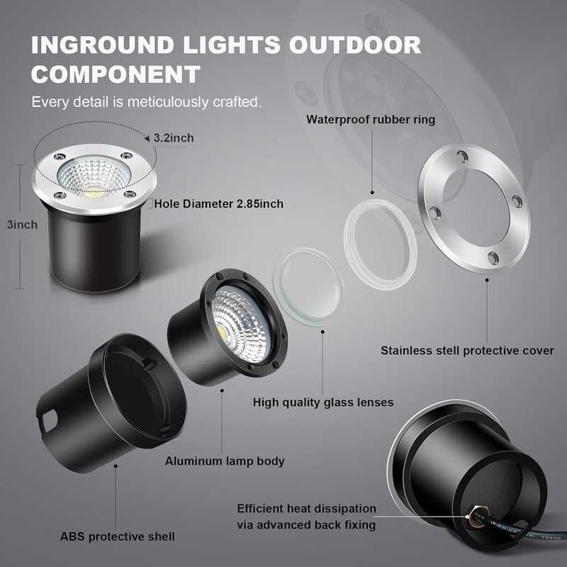 ALEDECO 4 Pack 3w 12v Low Voltage In-ground Lights LED Landscape Light Waterproof IP67 Pathway Lights Outdoor spotlights Trees Flags for Garden,Yard,Tree (RGB) - Image 3
