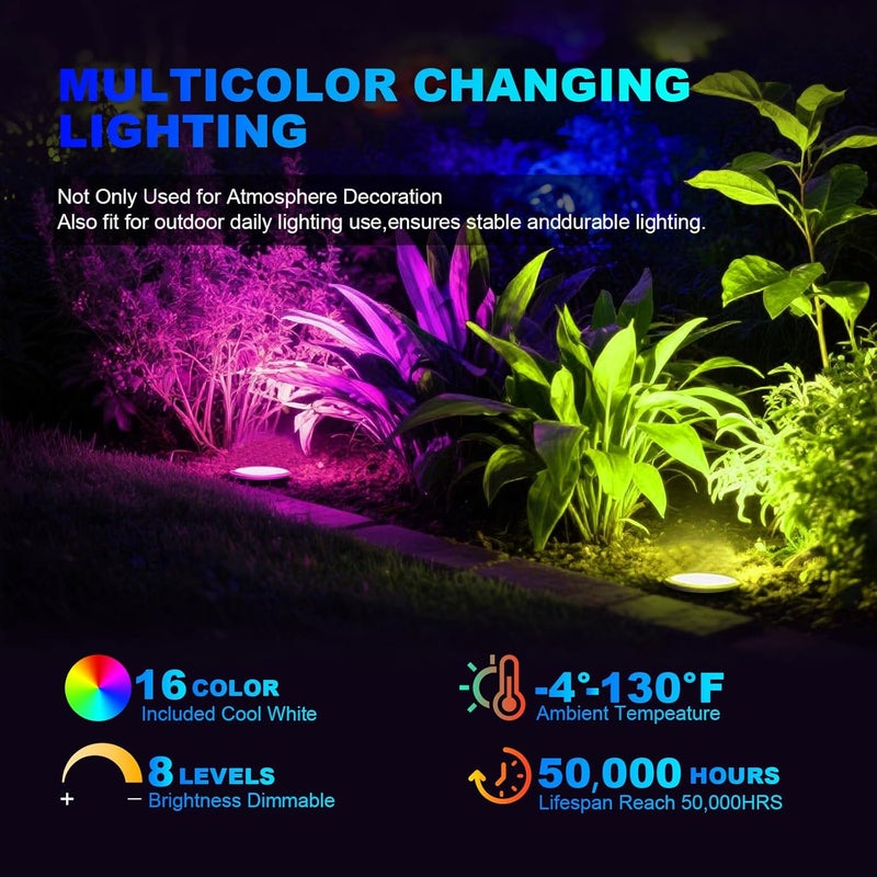 ALEDECO 4 Pack 3w 12v Low Voltage In-ground Lights LED Landscape Light Waterproof IP67 Pathway Lights Outdoor spotlights Trees Flags for Garden,Yard,Tree (RGB) - Image 2