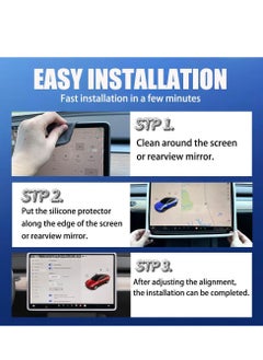 SYOSI 2Pcs Silicone Protector Frames for Tesla Model 3 2017-2024 and Model Y Screen and Rear View Mirror Protection Central Control Display Protective Cover White  - Image 5
