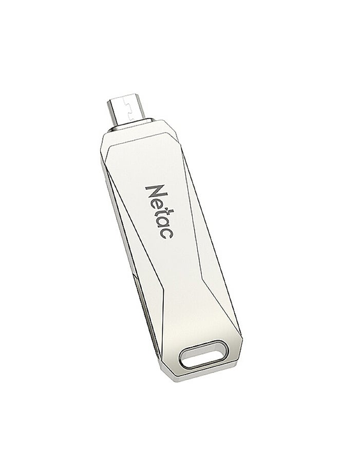 نيتاك فلاش درايف بمنفذ مايكرو USB وUSB وواجهة مُزدوجة بسعة 64 جيجابايت U381 فضي - Image 3