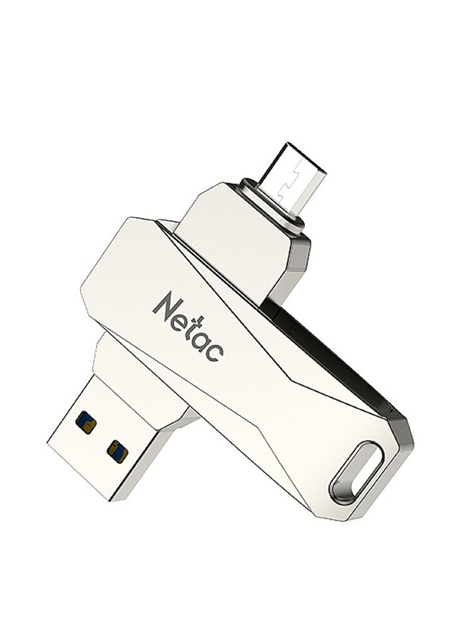 نيتاك فلاش درايف بمنفذ مايكرو USB وUSB وواجهة مُزدوجة بسعة 64 جيجابايت U381 فضي - Image 1