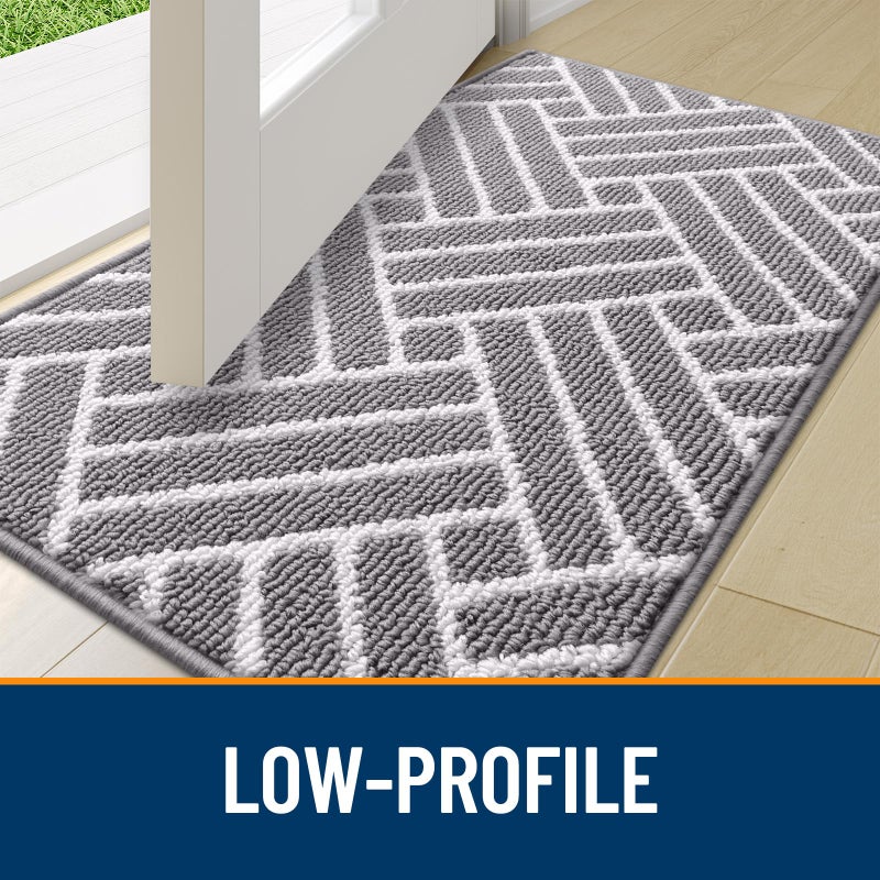 OLANLY Indoor Door Mat, 32x20 Inch, Dirt Resistant and Absorbent, Non-Slip Rubber Backing Floor Mats, Easy Clean Low-Profile Doormat for Entryway, Front Door, and Inside Entrance, Grey - Image 4