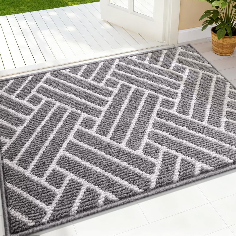 OLANLY Indoor Door Mat, 32x20 Inch, Dirt Resistant and Absorbent, Non-Slip Rubber Backing Floor Mats, Easy Clean Low-Profile Doormat for Entryway, Front Door, and Inside Entrance, Grey - Image 1