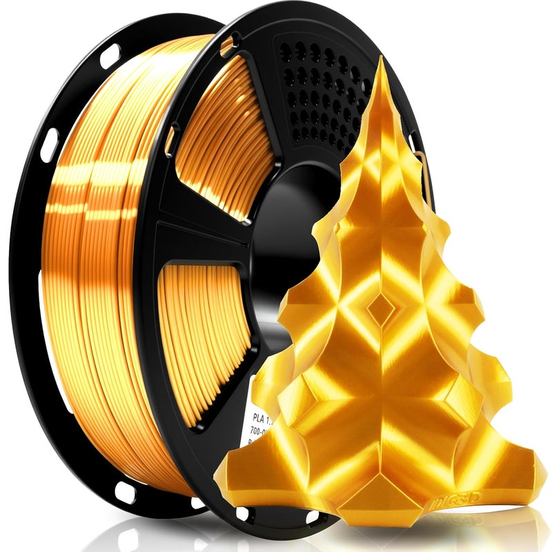 Geeetech Silk PLA Filament 1.75mm for 3D Printer, Metal-Like Shiny Consumables 1kg (2.2lbs) 1 Spool, Dimensional Accuracy +/- 0.02 mm, Metallic Gold Silk Filament - Image 1