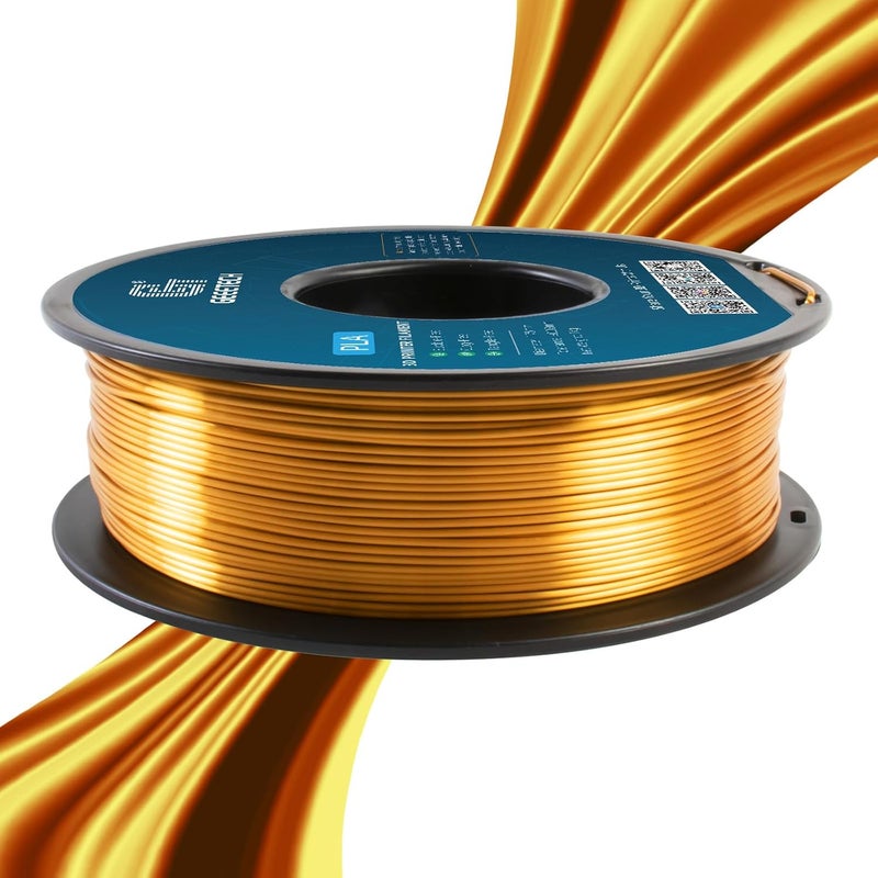 Geeetech Silk PLA Filament 1.75mm for 3D Printer, Metal-Like Shiny Consumables 1kg (2.2lbs) 1 Spool, Dimensional Accuracy +/- 0.02 mm, Metallic Gold Silk Filament - Image 3