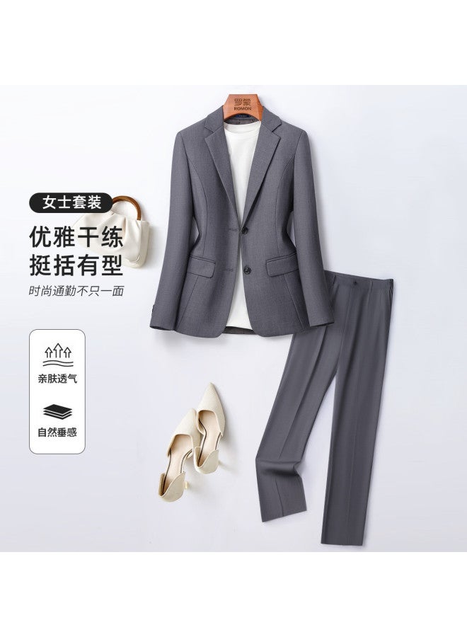 ROMON بدلة نسائية، مجموعة أنيقة وعصرية من قطعتين، بدلة ضيقة، مجموعة بدلة عصرية وبسيطة - Image 2
