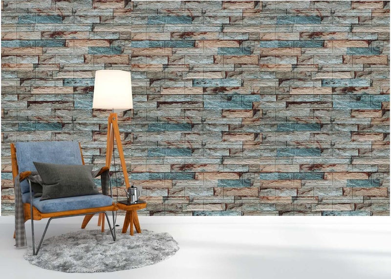 Jig-Tik Self-Adhesive Waterproof PE Foam 3D Wall Panels Wallpaper Sticker for Bathroom, Living Room, and Home Decoration (70 x 77cm, Appx. 5.8Sq Feet) Pack of 5 Piece//Multi - Image 5