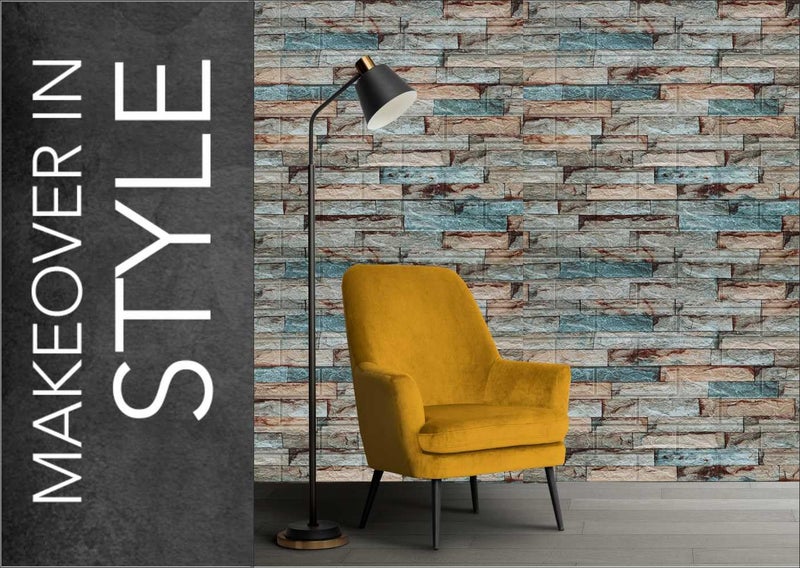 Jig-Tik Self-Adhesive Waterproof PE Foam 3D Wall Panels Wallpaper Sticker for Bathroom, Living Room, and Home Decoration (70 x 77cm, Appx. 5.8Sq Feet) Pack of 5 Piece//Multi - Image 3