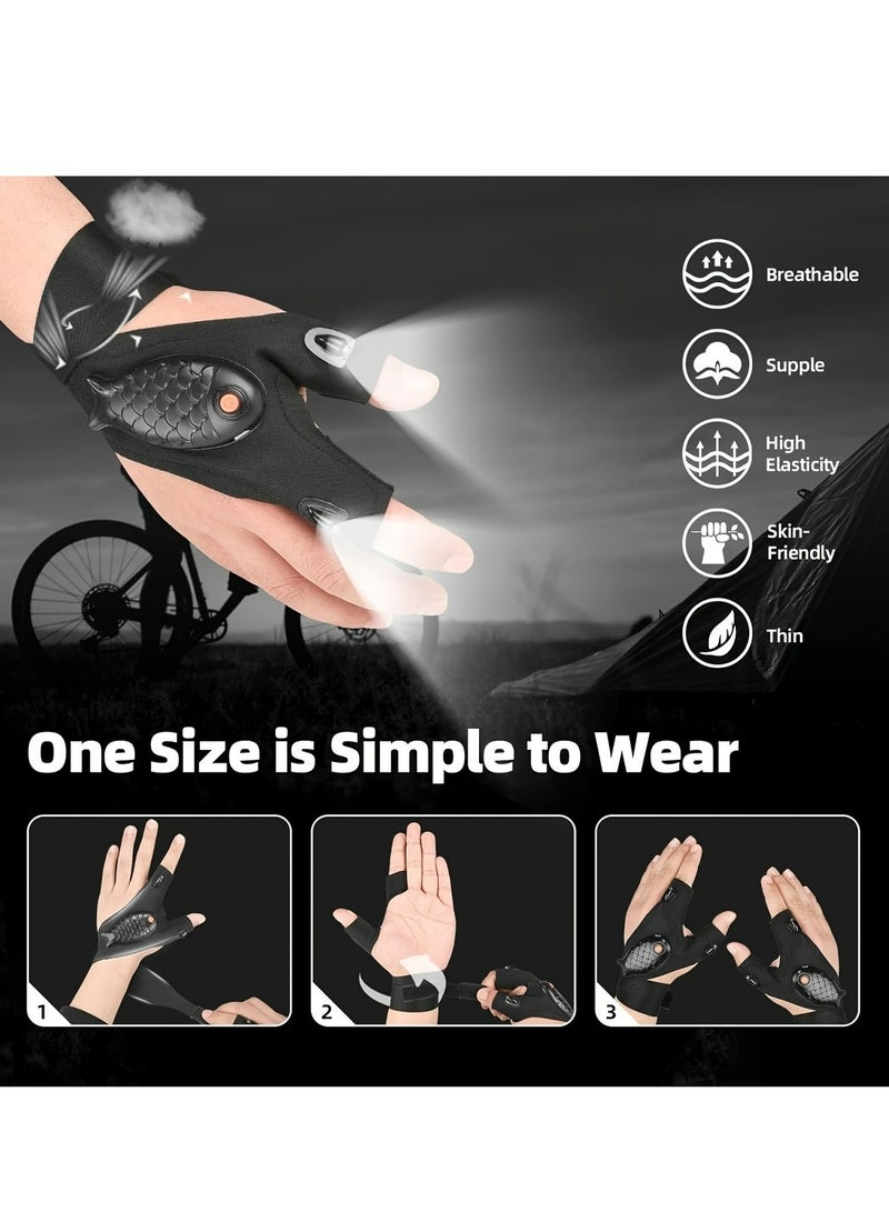 Generic 1pc Fingerless Glove With Waterproof LED Light - USB Rechargeable Light Glove For Camping Fishing - Image 5