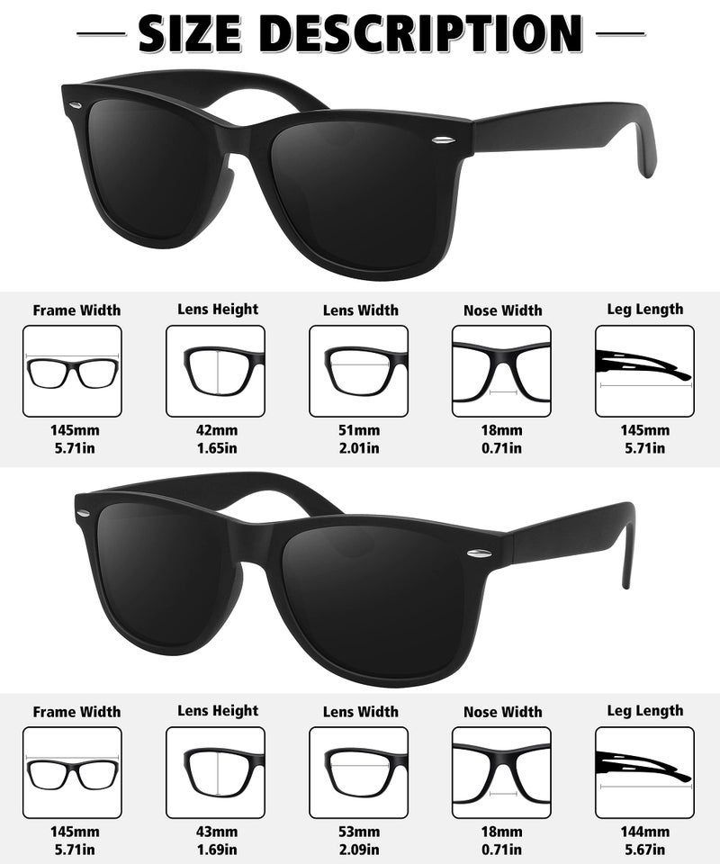 MEETSUN Polarized Sunglasses for Men Women Classic Retro Sun Glasses for Driving Fishing UV Protection 2 Pack C3 Matte Black Frame/Grey Lens - Image 4