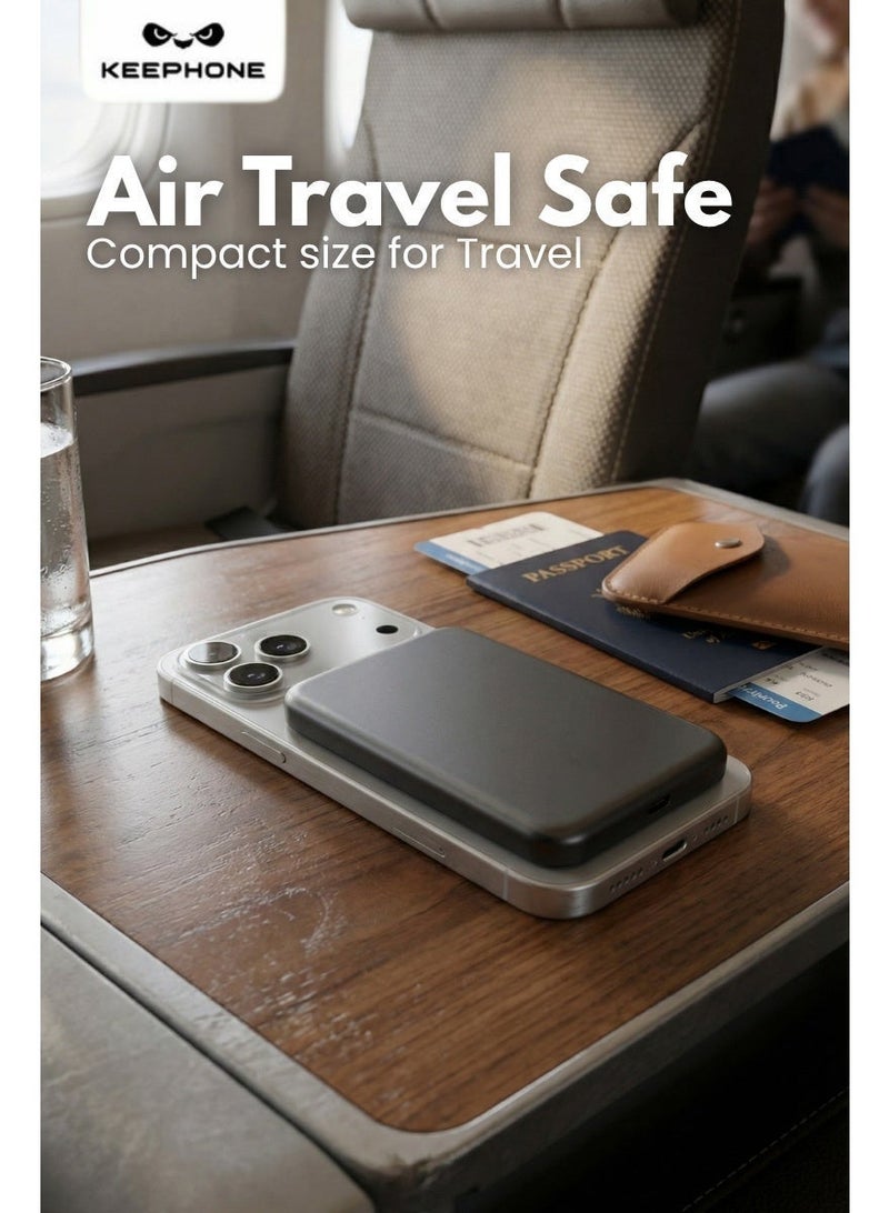 كيب هون كي فون بنك طاقة مغناطيسي 10000 مللي أمبير، بطارية فائقة النحافة بتقنية الحالة الصلبة، شحن لاسلكي MagSafe بقدرة 15 واط، شحن سريع PD ‏20 واط وQC ‏22.5 واط، منافذ USB-C وUSB-A، مع كابل USB-C إلى USB-C، شاحن محمول لأجهزة آيفون 17/16/15/14/13 - Image 4