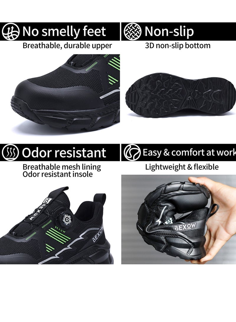 BEXOW Premium Safety Shoes Steel Toe Lightweight Slip Resistant Breathable Work Sneakers with Kevlar Midsole Anti-Smashing Puncture Proof Comfortable Industrial Footwear for Men and Women - Image 3